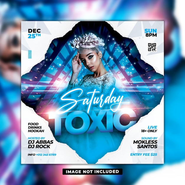 Toxic Saturday night party club dj flyer template designs