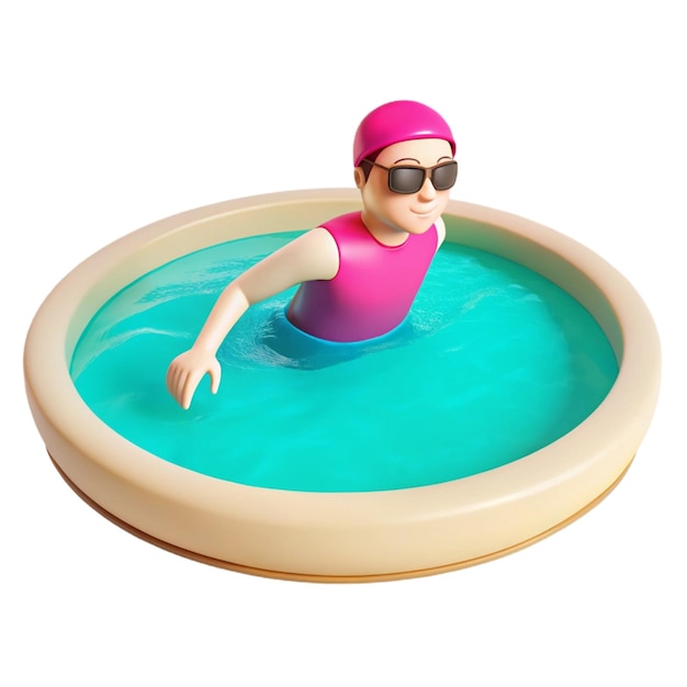 a toy in a bathtub with a pink hat on it