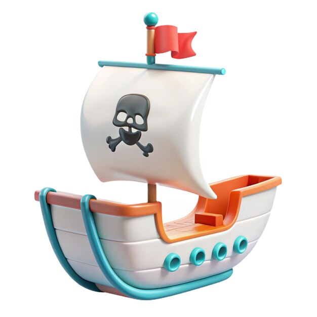 PSD a toy boat with a skull and a black skull on it