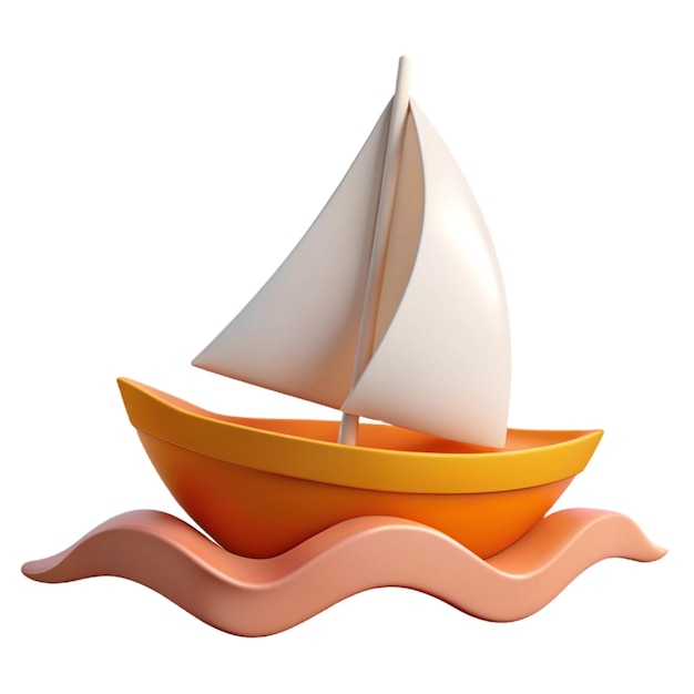 PSD a toy boat with a white sail and a white sail