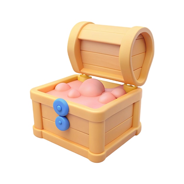 PSD a toy box with eggs inside of it that is made of wood