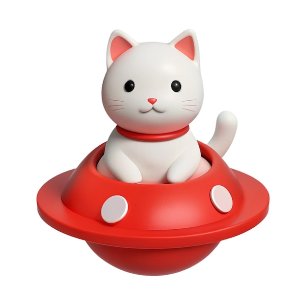 a toy cat in a red toy with a red nose