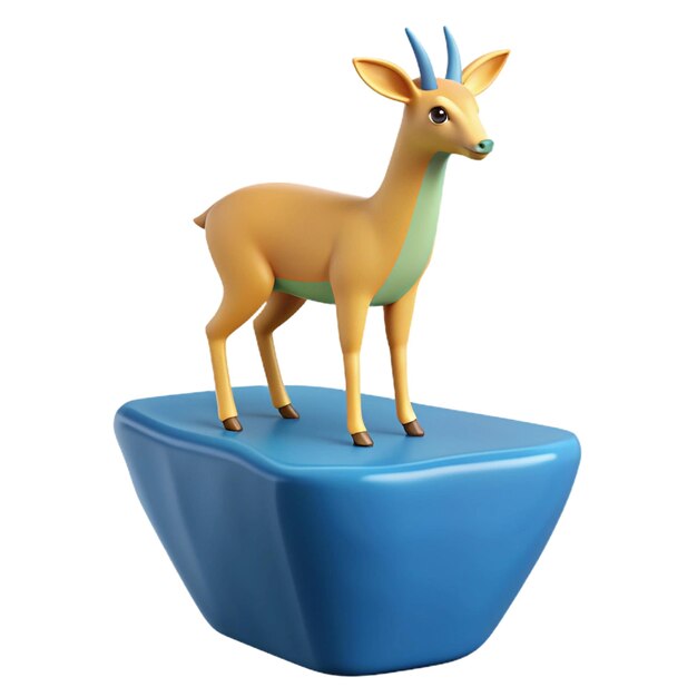 PSD a toy deer is on a blue bowl