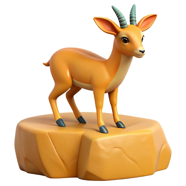 PSD a toy deer is on a rock with a white background