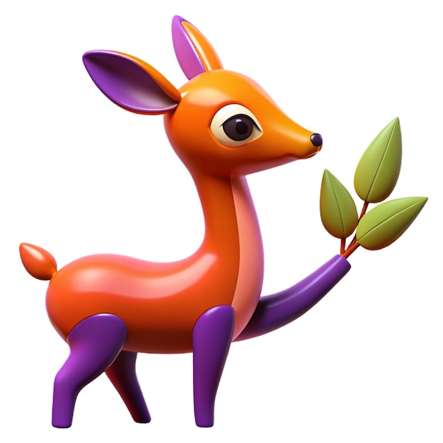 PSD a toy deer with purple feet and purple feet