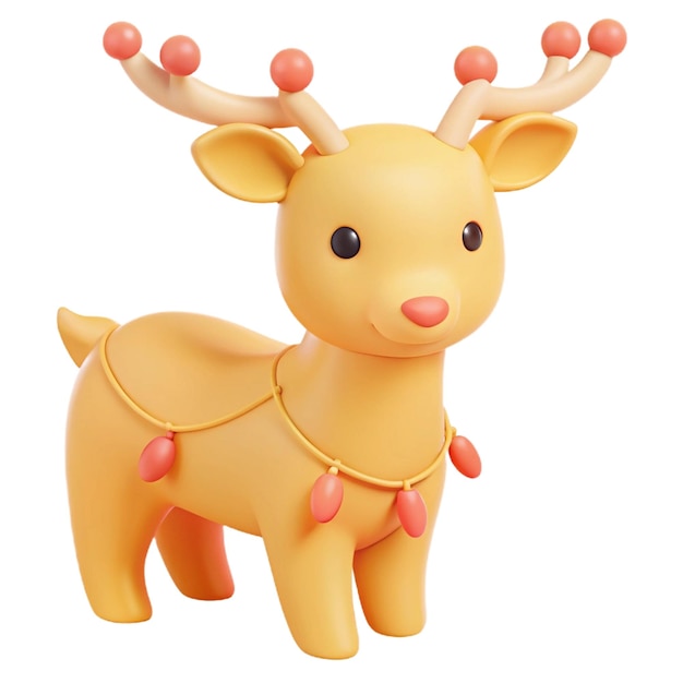 PSD a toy deer with a yellow bow on its neck