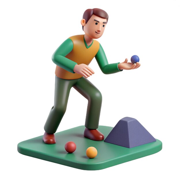 PSD a toy figure with a green shirt and a blue ball