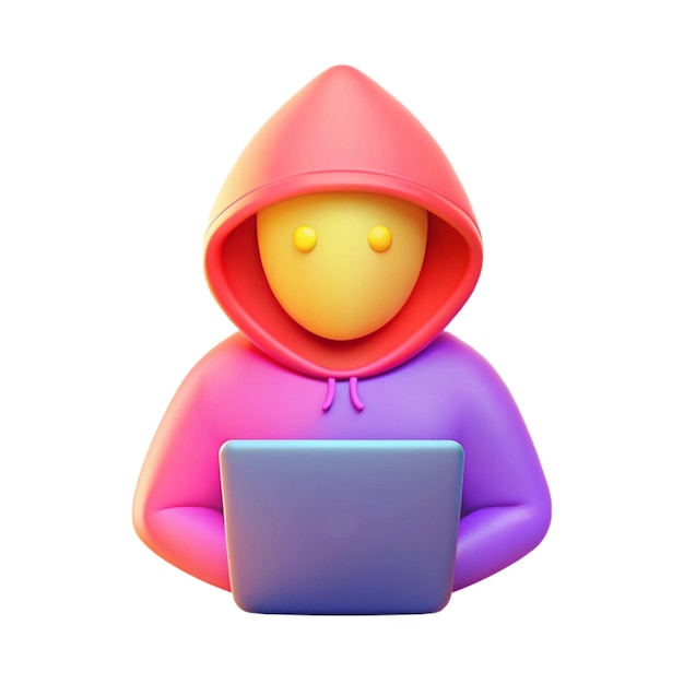 a toy figure with a laptop on its head