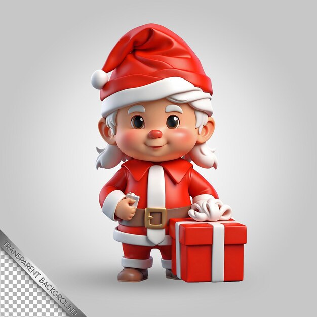 PSD a toy figurine of santa with a box of presents