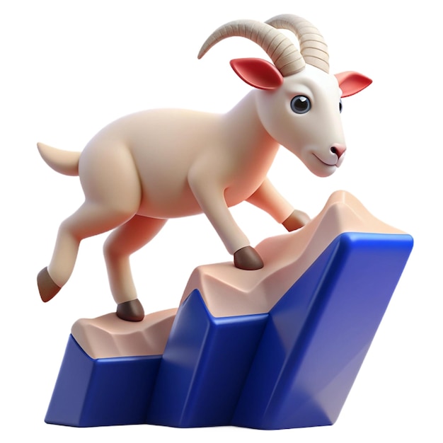 PSD a toy goat is on a blue block