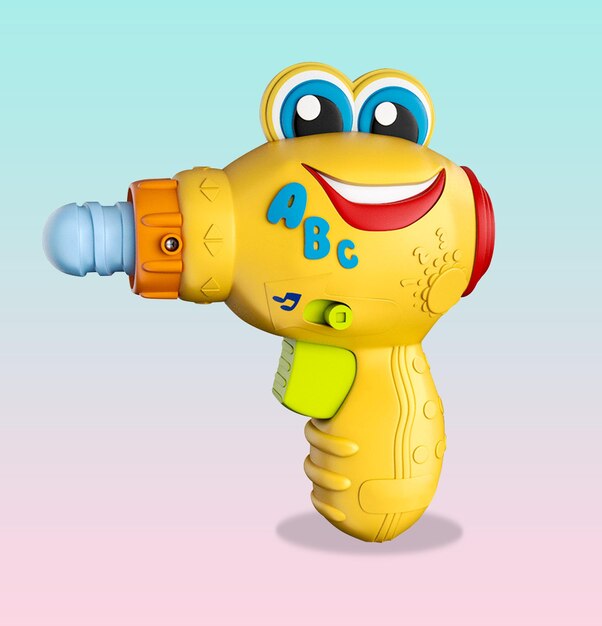 A toy gun with the letter a on it