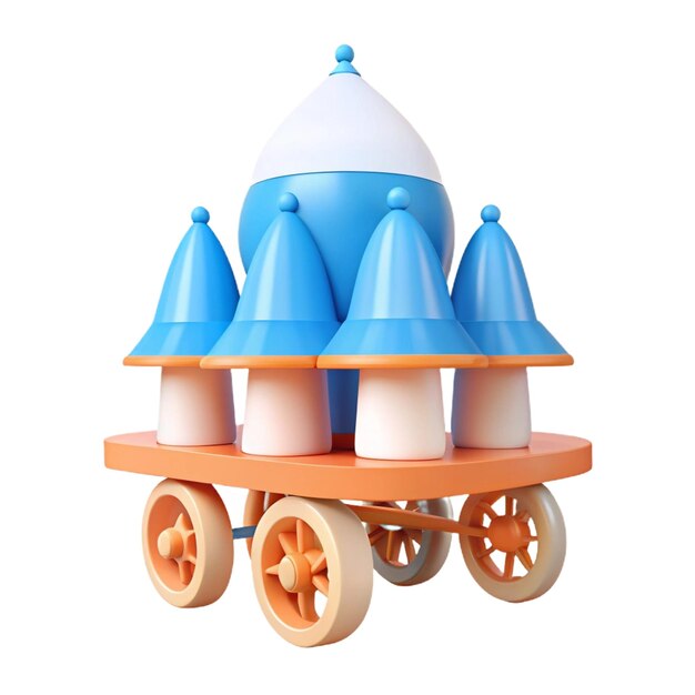 a toy house with blue roof and white dome