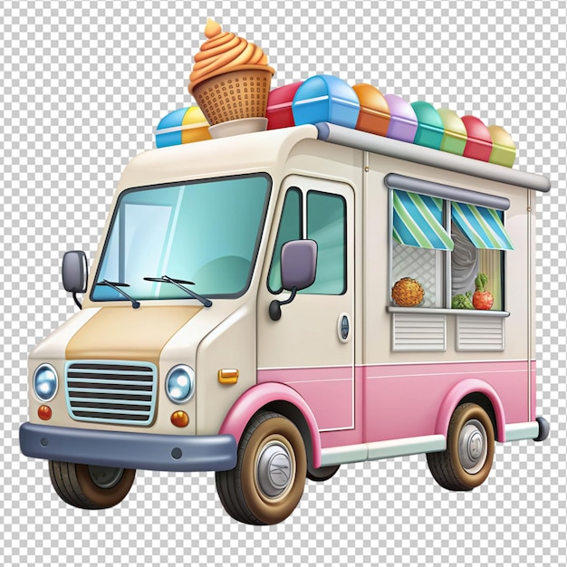 PSD a toy ice cream van with an ice cream cone on top