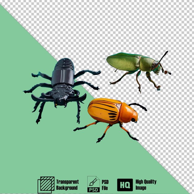 Toy insects isolated on transparent background