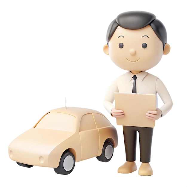 PSD a toy man holding a card that says quot smart car quot