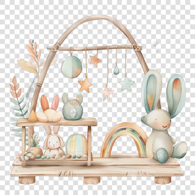 PSD toy rack illustration watercolor