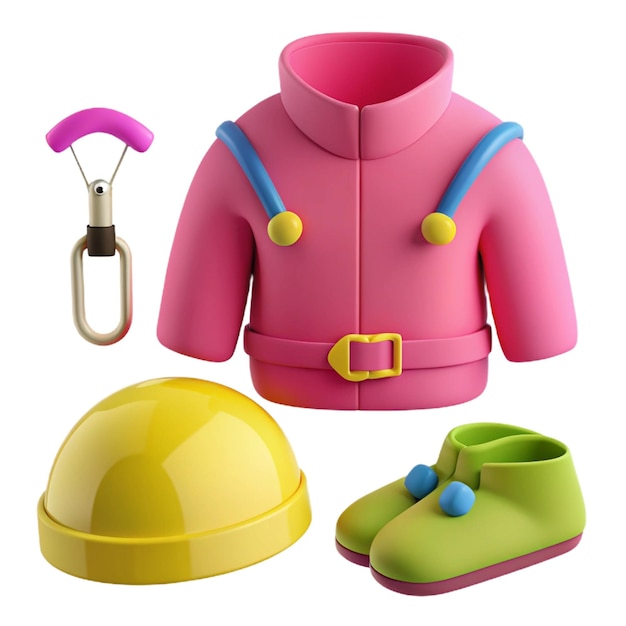 a toy set of childrens clothing including a pink and blue outfit