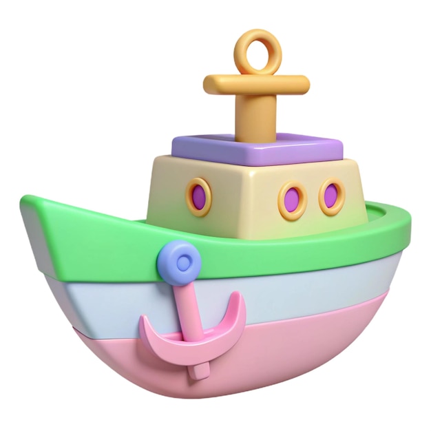 PSD a toy ship with a blue and purple top and a yellow one on the front