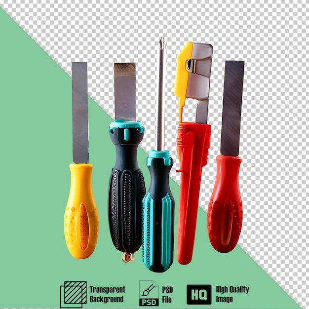 PSD toy tool sets isolated on transparent background