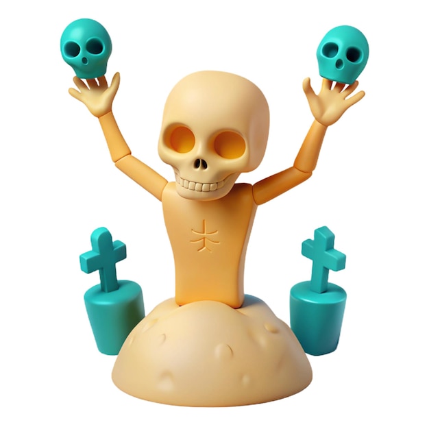 PSD a toy with a cross on it and two skulls on the top