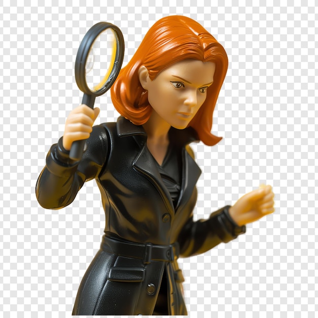 a toy of a woman with a magnifying glass