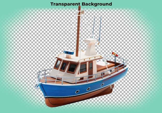 Toy yacht isolated on transparent background