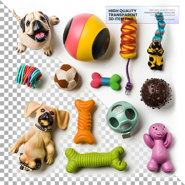 PSD toys designed for dogs to play with isolated on transparent background