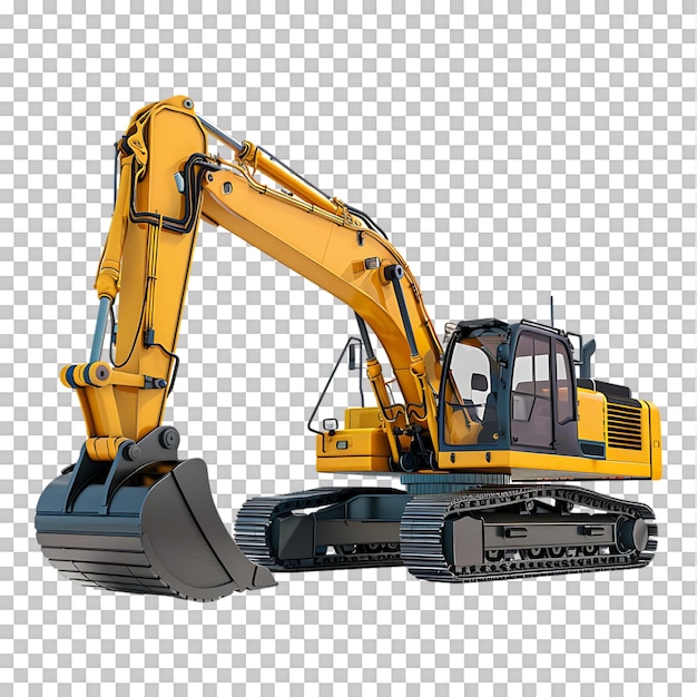 PSD track excavator isolated against a transparent background