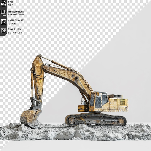 PSD track excavator png isolated on transparent background