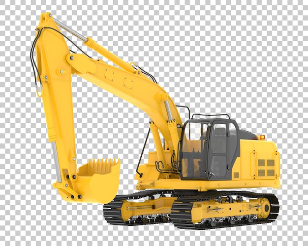 Track excavator on transparent background 3d rendering illustration