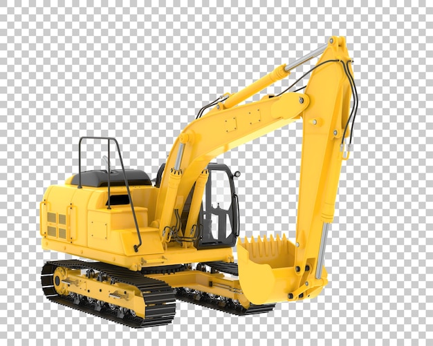 Track excavator on transparent background 3d rendering illustration