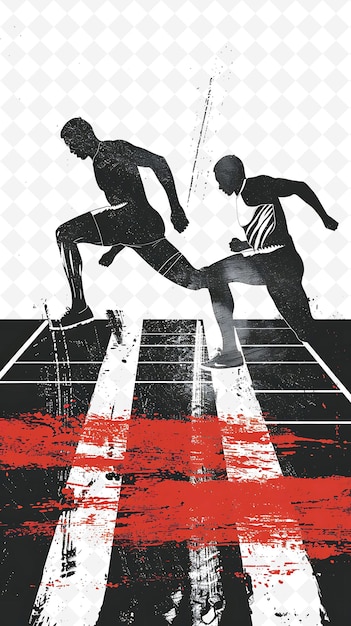 PSD track and field setting with runners and jumpers for electio flat illustration poster design