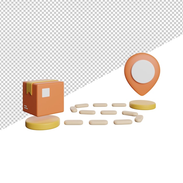 Tracking Delivery Shipment front view 3d rendering icon illustration on transparent background