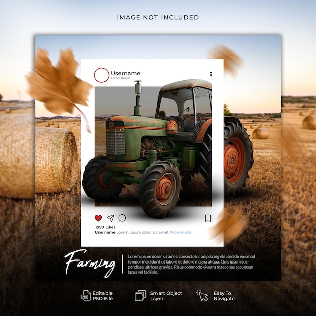 A tractor creative campaign with a leaf falling from the sky