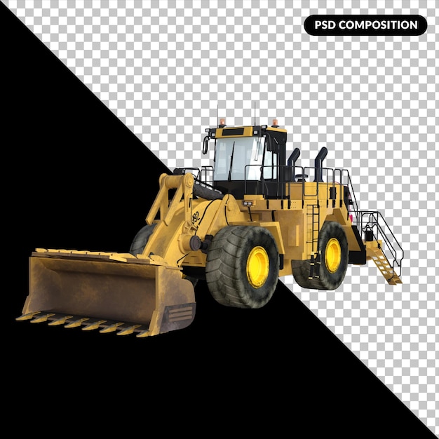 Tractor engineering vehicle isolated 3d rendering