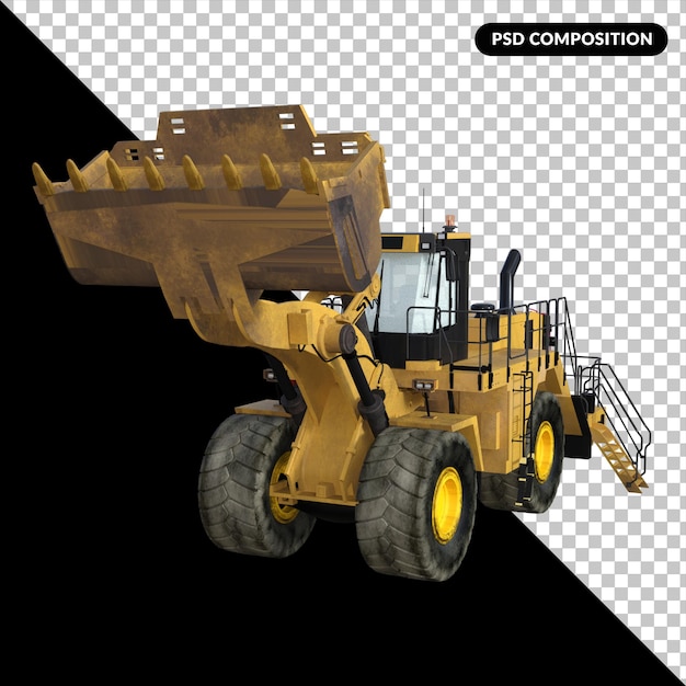 Tractor engineering vehicle isolated 3d rendering