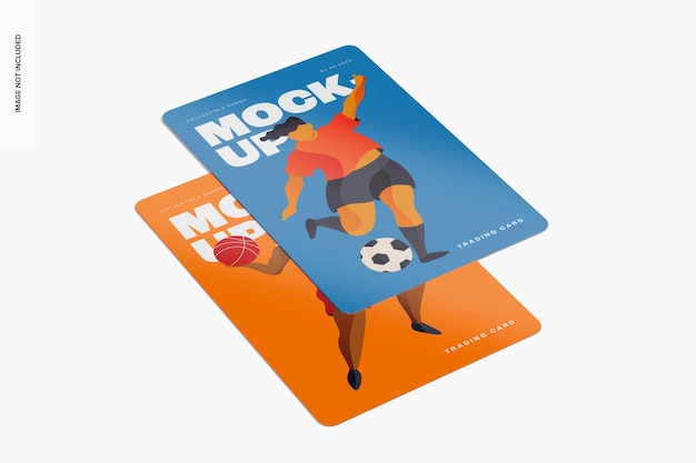 PSD trading cards mockup, perspective