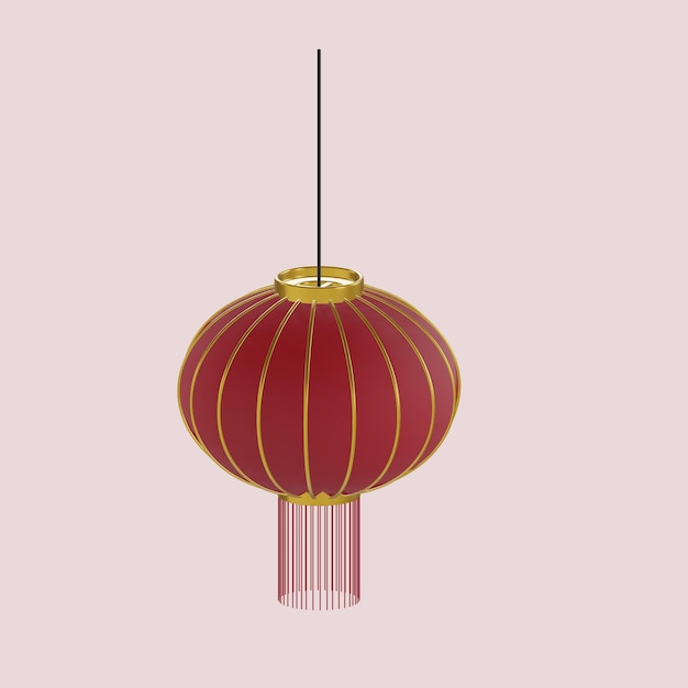 A traditional asian red and gold lantern hanging from the ceiling