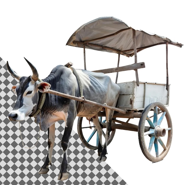 PSD traditional bullock cart isolated on transparent background for versatile use