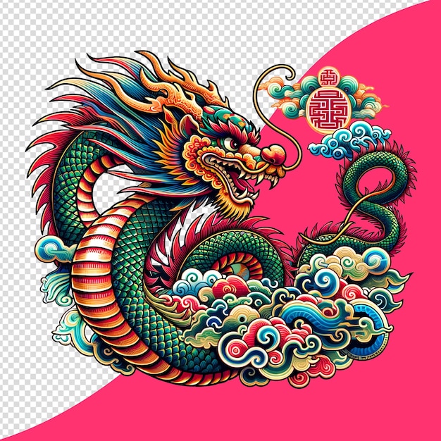 Traditional Chinese Dragon Tattoo PSD transparent background png