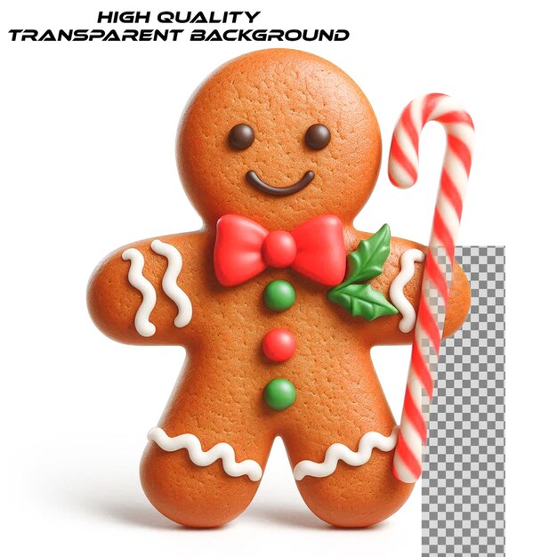 PSD traditional christmas cookie gingerbread man isolated on transparent background