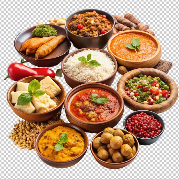 traditional foods on transparent background