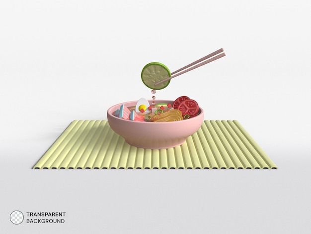 Traditional japanese bento food icon isolated 3d render illustration