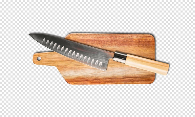 Traditional Japanese gyuto chief knife on a cutting board