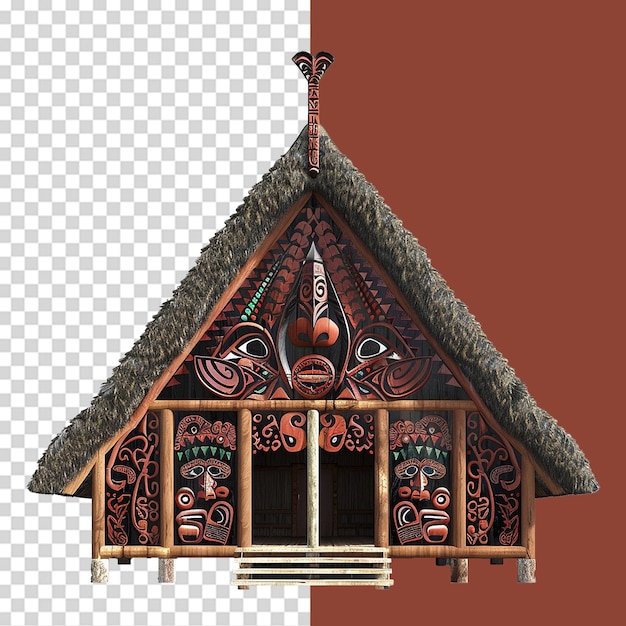 PSD traditional maori meeting house png isolated on transparent background