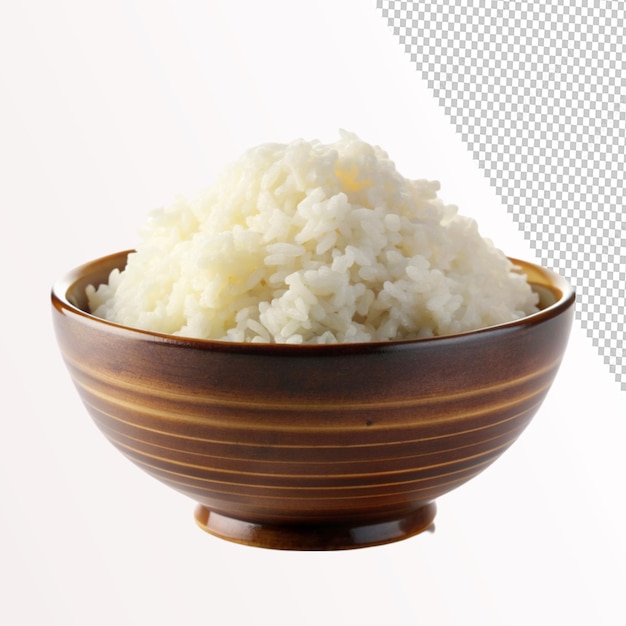 PSD traditional overflowing bowl of steaming rice on transparent background