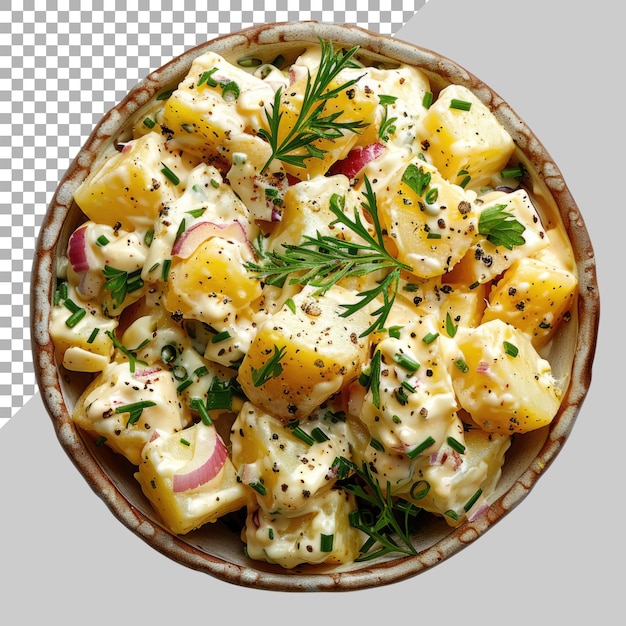 PSD traditional salad of salted herring fillet fresh apples red onion and potatoes without background png