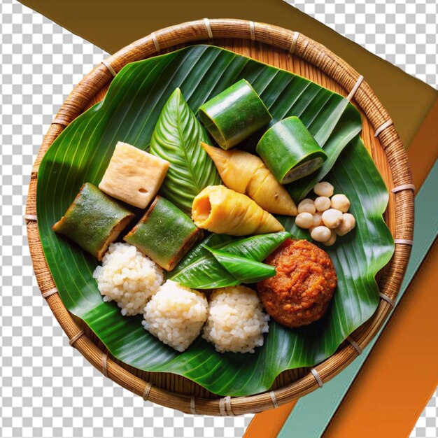 Traditional South Indian Meal or food served on banana leaf