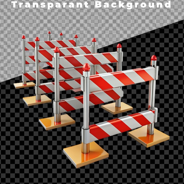 PSD traffic barricade on transparent background