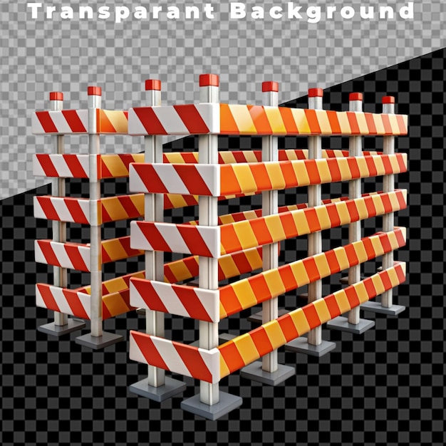 PSD traffic barricade on transparent background